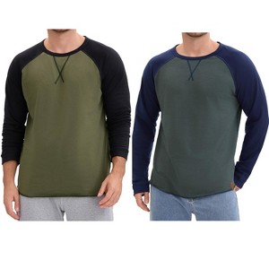 INSPIRE CHIC Men's Long Sleeves Tops Colorblock Casual Raglan T-Shirts 2 Packs - 1 of 4