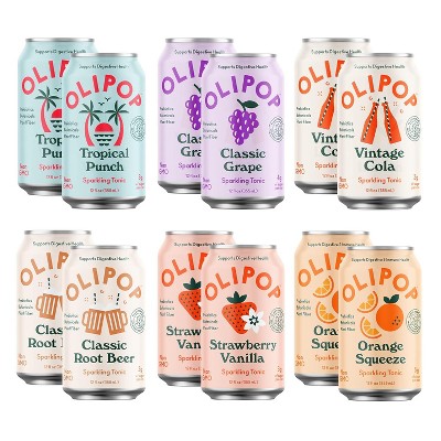 Olipop Sparkling Water, Variety Pack, 12 oz, (Pack of 12)