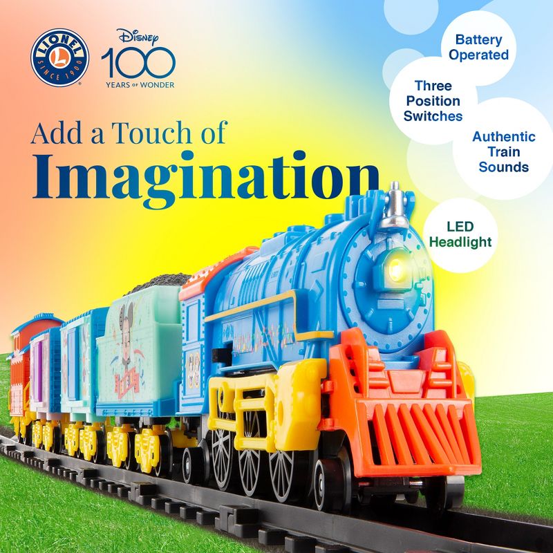 Lionel Trains Disney 100 Celebration Years of Wonder Battery Operated Ready-To-Play Set, Beloved Characters, Interactive Locomotive, 29 Pieces, 4 of 8
