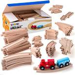 Wooden Train Tracks - 52 PCS Wooden Train Set for Kids Plus 2 Bonus Toy Trains - Play22USA