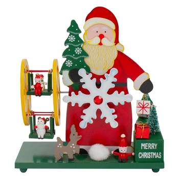 Northlight 9.5" Red and Green Santa Claus Wonderland Christmas Musical Tabletop Decor