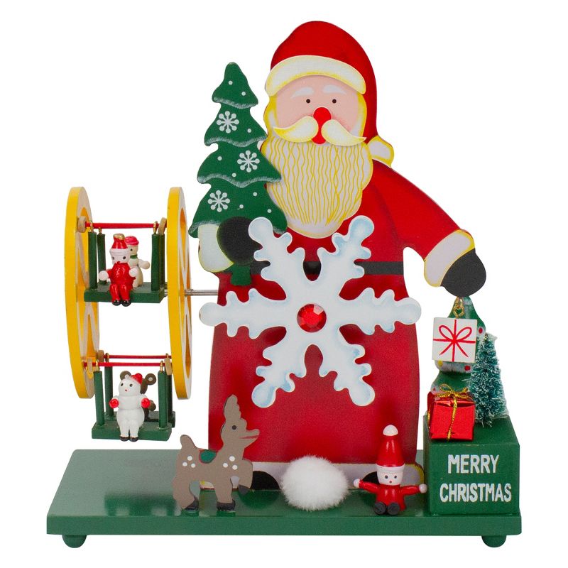 Northlight 9.5" Red and Green Santa Claus Wonderland Christmas Musical Tabletop Decor, 1 of 6