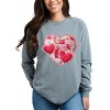 Hearts Patchwork Print - Women's Garment Dyed Long Sleeve Graphic T-Shirt - 3 of 4