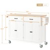 Kitchen Island Cart with Solid Wood Top, 4-Door Cabinet, 2 Drawers, Adjustable Shelves, Spice and Towel Rack, Mobile Storage Cart for Kitchen - 4 of 4