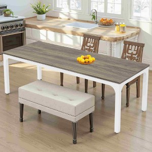 Lirago Rectangle Office Dining Table 78.7" Large Desktop Sturdy MDF Board Heavy Duty Iron Pipe Legs Industrial Style Gray - 1 of 4