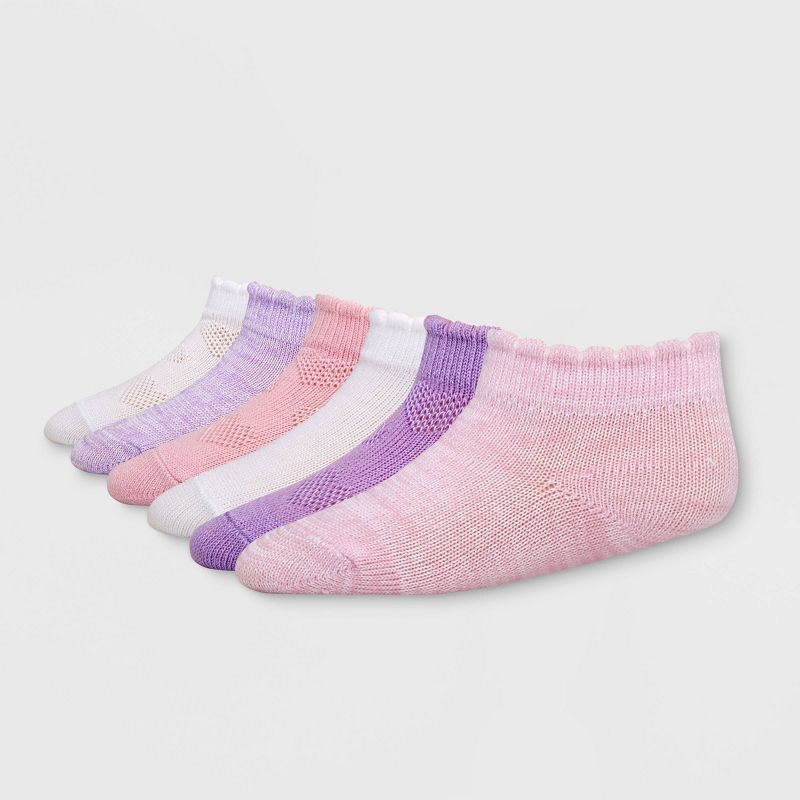 Hanes Premium Toddler Girls' 6pk Low Cut Comfortsoft Socks, 4 of 7