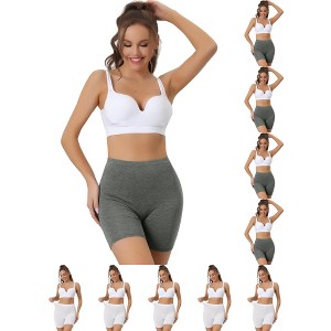 INSPIRE CHIC Women's Mid-Thigh Full Coverage Soft Stretch Boxer Briefs 10 Packs - 1 of 4