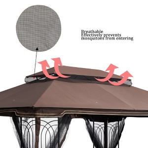 Gulches 13x10 Ft Patio Double Roof Gazebo Replacement Canopy Top Fabric - Durable and Stylish Outdoor Cover for Events, Brown - 1 of 4
