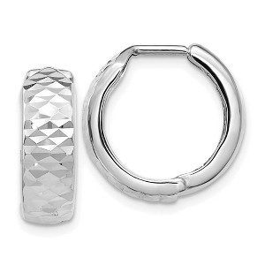 Black Bow Jewelry 5mm 10k White Gold Diamond Cut Hinged Huggie Hoops, 16mm (5/8 Inch) - 1 of 4