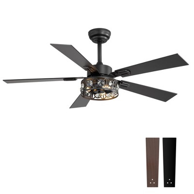 Airsurfer 48-inch Wood 5-Blade Crystal Fandelier Ceiling Fan with Remote and Light