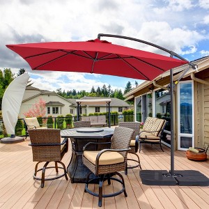 Sonkuki 8.2 x 8.2 Ft. Patio Offset Umbrella With Base for Garden, Backyard and Poolside - 1 of 4