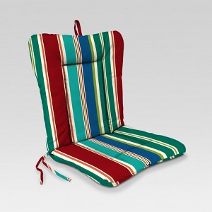 Outdoor Knife Edge Euro Style Dining Chair Cushion - Green/Red Stripe - Jordan Manufacturing
