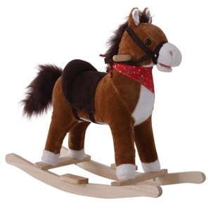 SEVOBAL Toy Vehicles Kids Ride On Rocking Horse Plush Toy with Realistic Sounds and Red Scarf for Toddlers - 1 of 4