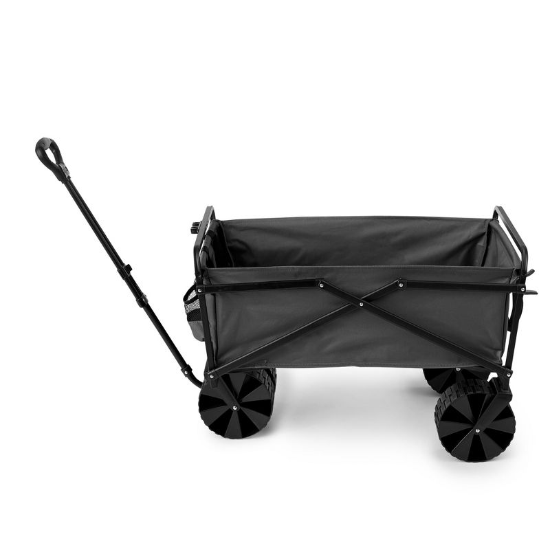 Seina Heavy Duty Steel Collapsible Folding Outdoor Portable Utility Cart Wagon with All Terrain Plastic Wheels and 150 Pound Capacity, Blue/Gray, 4 of 8