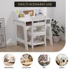 Kids Desk and Chair Set, Wooden Study Table with Storage Shelf, Bulletin Board, Keyboard Stand and Pen Holder, Children School Learning Desk Set - 2 of 4
