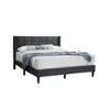 Royal Hampton Queen Size Bed, Square Stitched Charcoal Gray Linen Upholstery - 4 of 4