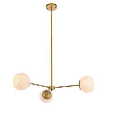 Elegant Lighting Briggs 32 inch pendant in brass with white shade