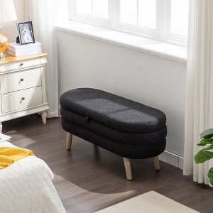 Velvet Fabric Storage Bench Bedroom Bench With Wood Legs For Living Room Bedroom Indoor,Ivory - 1 of 4