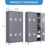 Munora - 72" 6-Door Metal Locker with Locks - Heavy Duty Storage for Office/School/Gym - Grey - 3 of 4