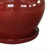 Southern Patio Wisteria 8 Inch Round Ceramic Indoor or Outdoor Garden Planter Pot with Saucer for Flowers and Plants, Red (2 Pack) - image 4 of 4