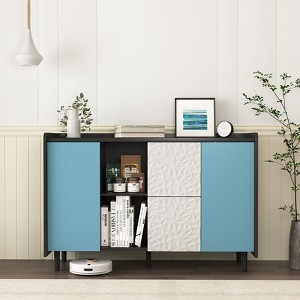 Okak 47in Sideboard Buffet Cabinet, Storage Cabinet with 1 Door and 2 Drawers, Bar Cabinet for Living Room, Entryway, Hallway, Office - 1 of 4