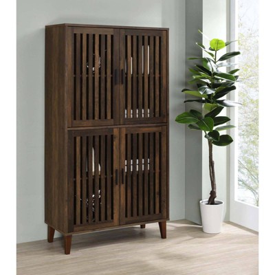 Elouise Tall Brown Wood Office Cabinet with Adjustable Shelving