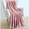 Aoibox Cozy Lightweight Thick Flannel Fleece Throw Blanket for All Seasons, Perfect for Women, Men and Kids in Pink - 3 of 4