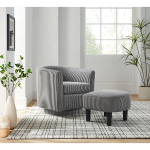 Okak 360° Swivel Modern Accent Chair Living Room Chair with Ottoman Footrest and Comfy Corduroy Sofa Armchair for Office Bedroom - 1 of 4
