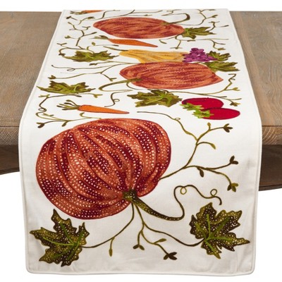 Saro Lifestyle Embroidered Pumpkin Harvest Design Fall Thanksgiving ...