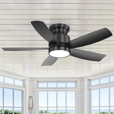 42 Inch Gold Low Profile Ceiling Fan with Lights and Remote Control Modern Flush Mount Ceiling Fan Light Kit 6 Speeds & Timing for Living Room Bedroom