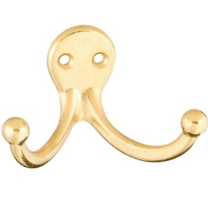 National Hardware Brass Gold Zinc Die-Cast Double Clothes Hook 35 lb. cap. - Case of 1 - 1 of 1