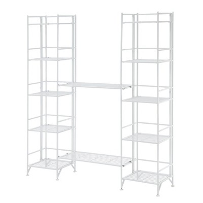 57.5" Extra Storage 5 Tier Folding Metal Shelves with Set of 2 Extension Shelves - Breighton Home