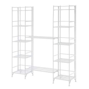  57.5" Extra Storage 5 Tier Folding Metal Shelves with Set of 2 Extension Shelves - Breighton Home