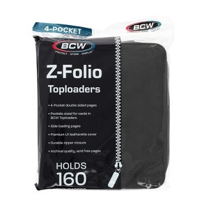 BCW Z-FOLIO 4-POCKET Toploaders Album Black HOLDS 160 Cards Side Loading Zipper - 1 of 3