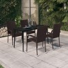 vidaXL Garden Dining Set Black PE rattan, powder-coated steel, glass - Brown and Black - 55.1" Table Length - 4 Items - 2 of 4