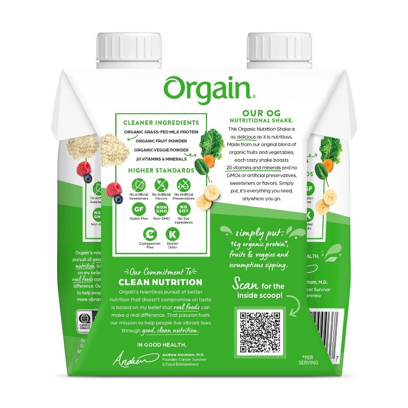 Orgain Nutritional Shake - Chocolate - 11 fl oz/4pk, 3 of 13