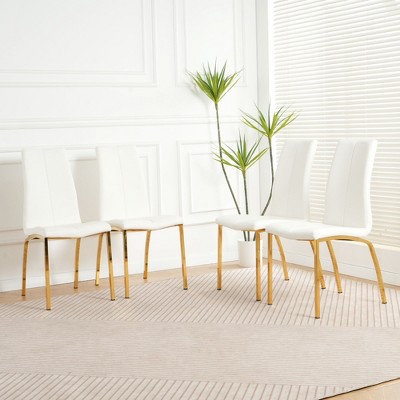 NicBex Modern Upholstered Armless Set of 2 Dining Chairs with Electroplated Metal Legs,Minimalist Office Chairs,Living Room Side Chairs