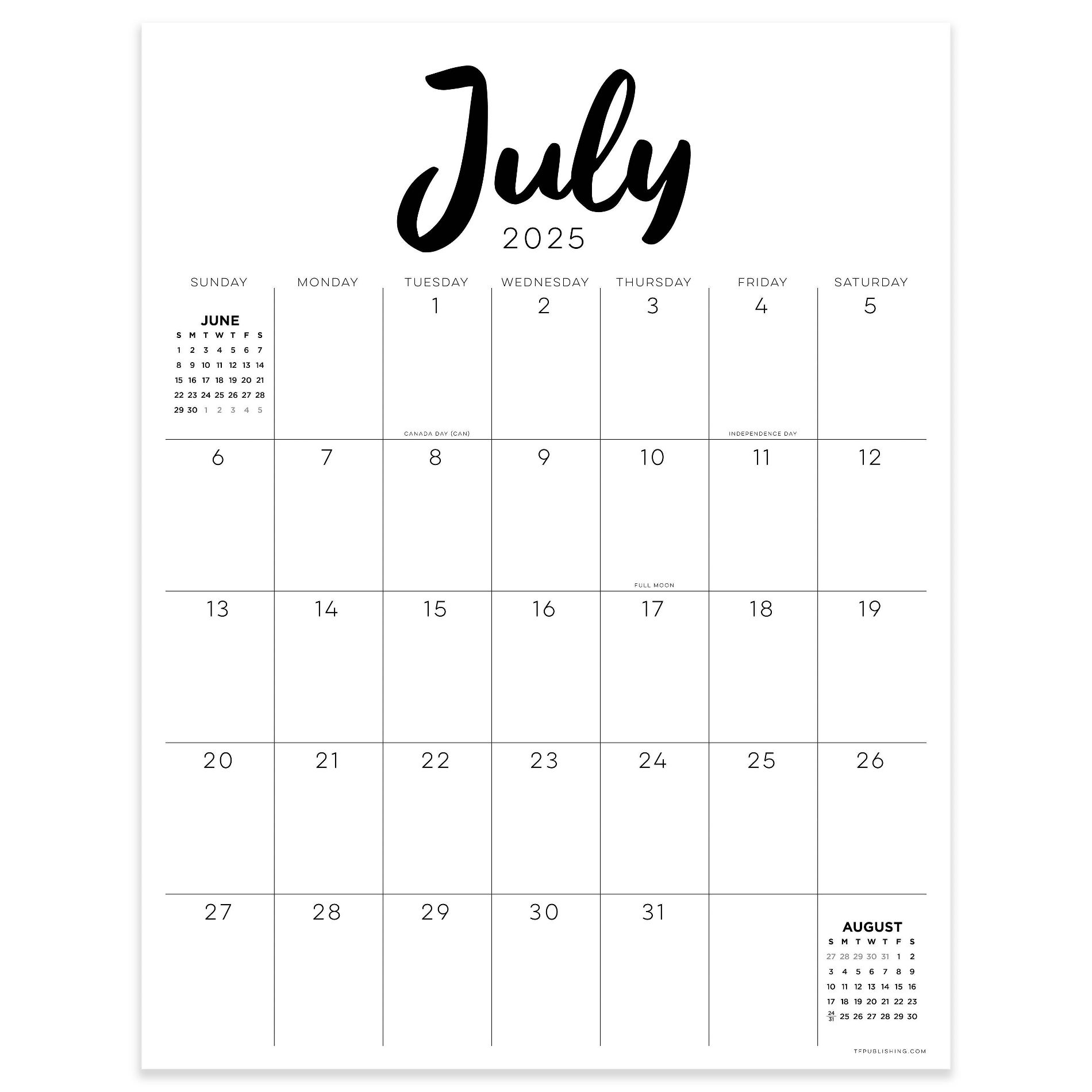 TF Publishing July 2025 - June 2026 Large Art Poster Wall Calendar