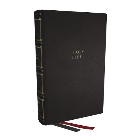 Nkjv, Compact Center-column Reference Bible, Black Genuine Leather, Red ...