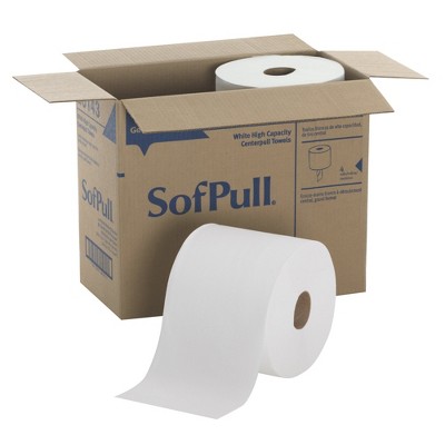 SofPull Paper Towel Roll, 1-Ply, White, 560 Sheets, 2240 Count
