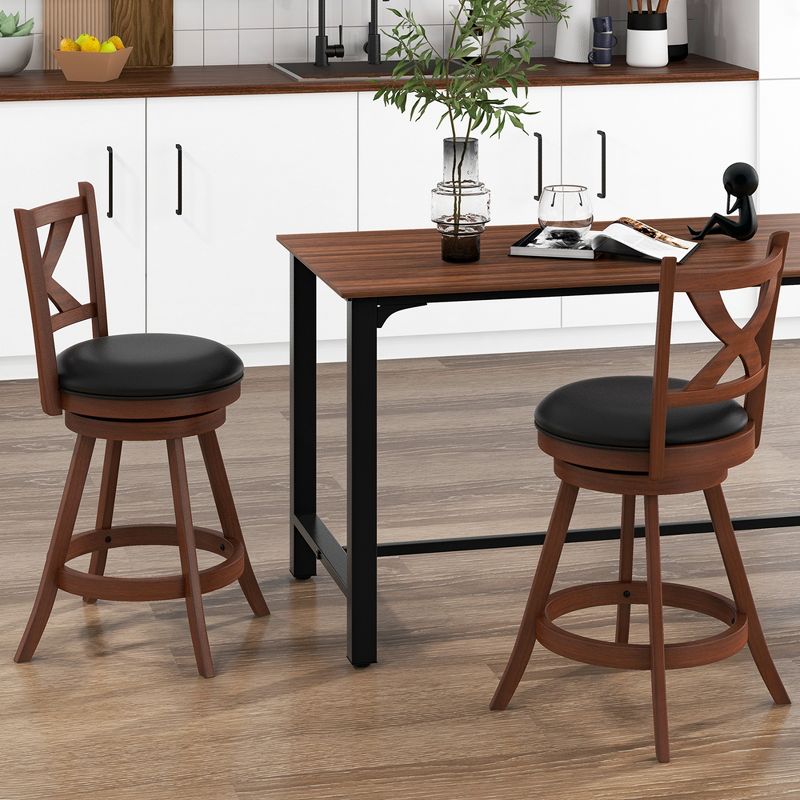 Costway Set of 2 Bar Stools  Classic Counter Height Swivel Chairs for Kitchen Pub, 4 of 9