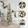LuxenHome 7Ft Pre-Lit Flocked Pencil Artificial Christmas Tree with Metal Base Green - 4 of 4