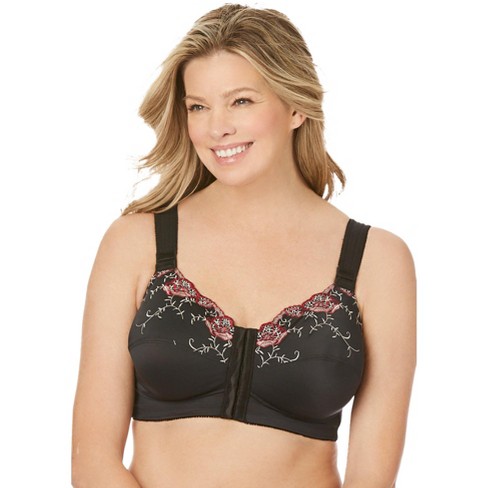 Comfort Choice Women's Plus Size Front-Close Embroidered Wireless Posture Bra - image 1 of 4