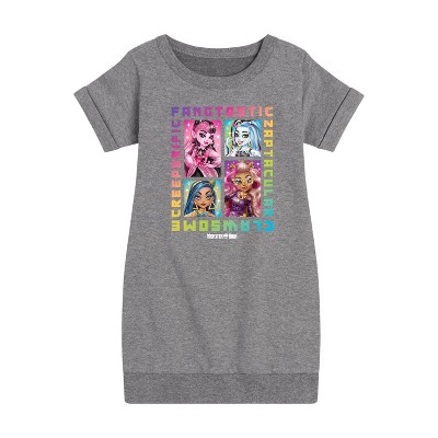 - Mattel - Clawsome, Fangtastic, Creeperific & Zapptacular Graphic Short Sleeve Fleece Dress