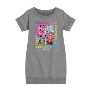 - Mattel - Clawsome, Fangtastic, Creeperific & Zapptacular Graphic Short Sleeve Fleece Dress - 1 of 4