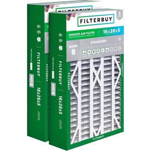 Filterbuy 16x26x5 Air Filter (2-Pack), Pleated MERV 8 Dust Defense HVAC AC Furnace Air Filters for Electro-Air, Emerson, White Rodgers, & Comfort Plus - 1 of 4
