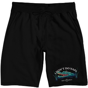 White Lotus Crocodile I Don’t Do Naps Adult Black Sleep Pajama Shorts - 1 of 2