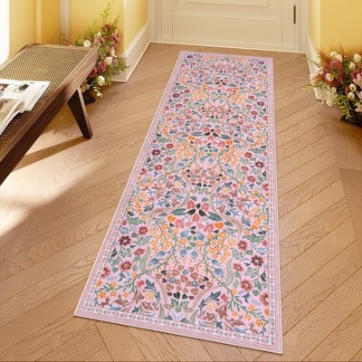 Lahome GST Intricate Floral Abundance Short Pile Velvet Rectangular Indoor Area Rug