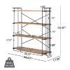 GDFStudio Braeburn Industrial Fir Wood and Iron 4 Shelf Bookcase, Antique Brown and Black - 3 of 4