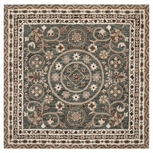 Gray/Taupe Medallion Tufted Square Area Rug 5